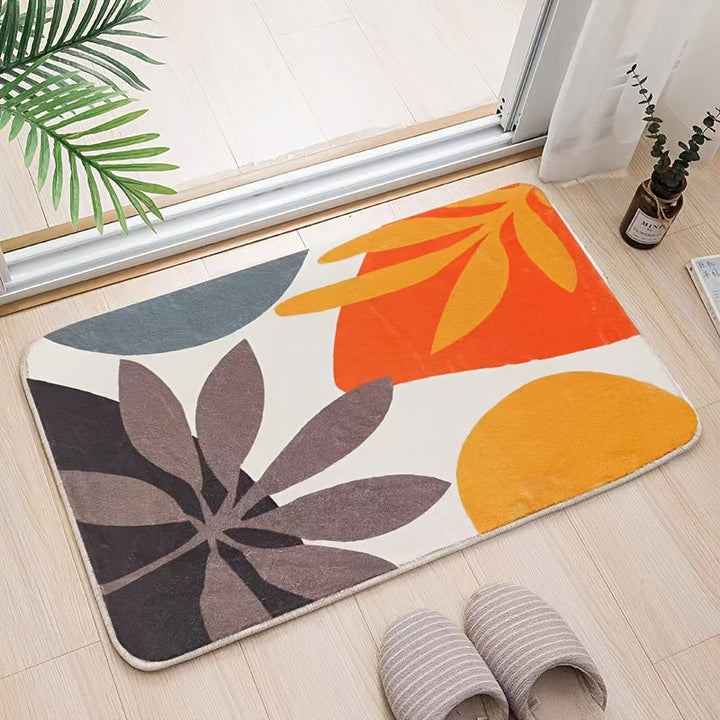 Tapis de bain géométrique abstrait moderne en microfibre, doux, absorbant et antidérapant.