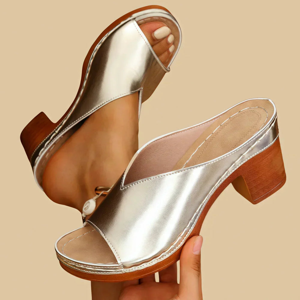 Sandales Sorina femme été. Chaussures orthopédiques à talon épais. Confort, style élégant et soutien pour vos pieds.