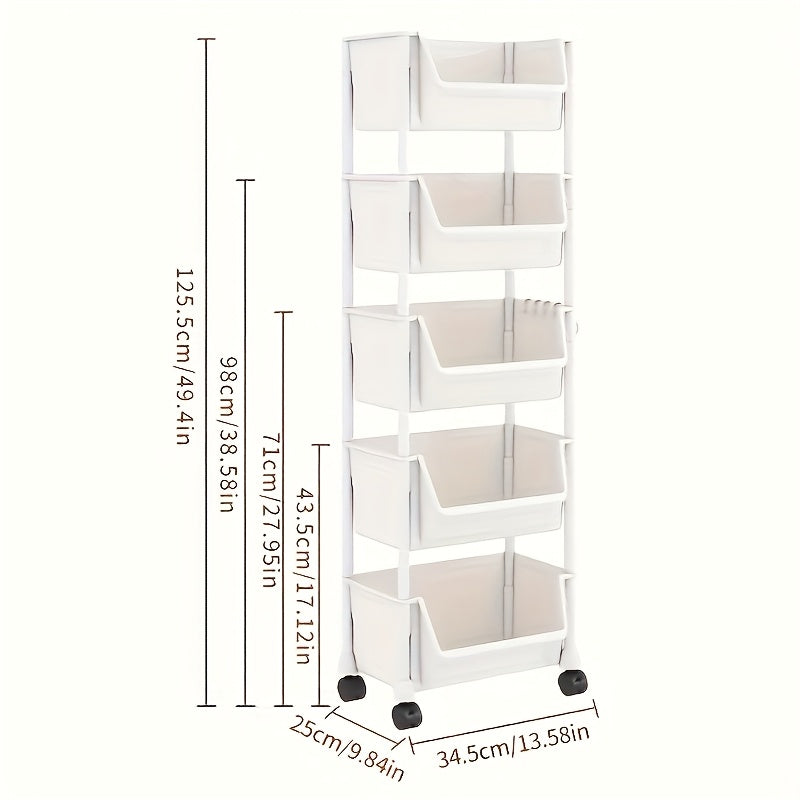 Chariot mobile NobleNest avec roulettes, gain de place. Idéal pour rangement modulable salle de bain ou bureau.