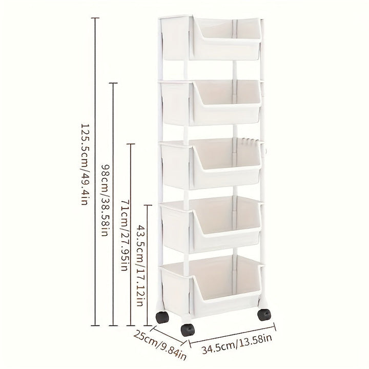 Chariot mobile NobleNest avec roulettes, gain de place. Idéal pour rangement modulable salle de bain ou bureau.