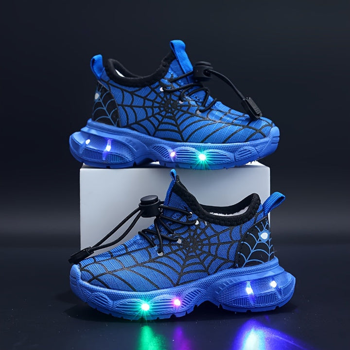 Sneakers LED araignée pour enfants, un style scintillant. Chaussures sport.