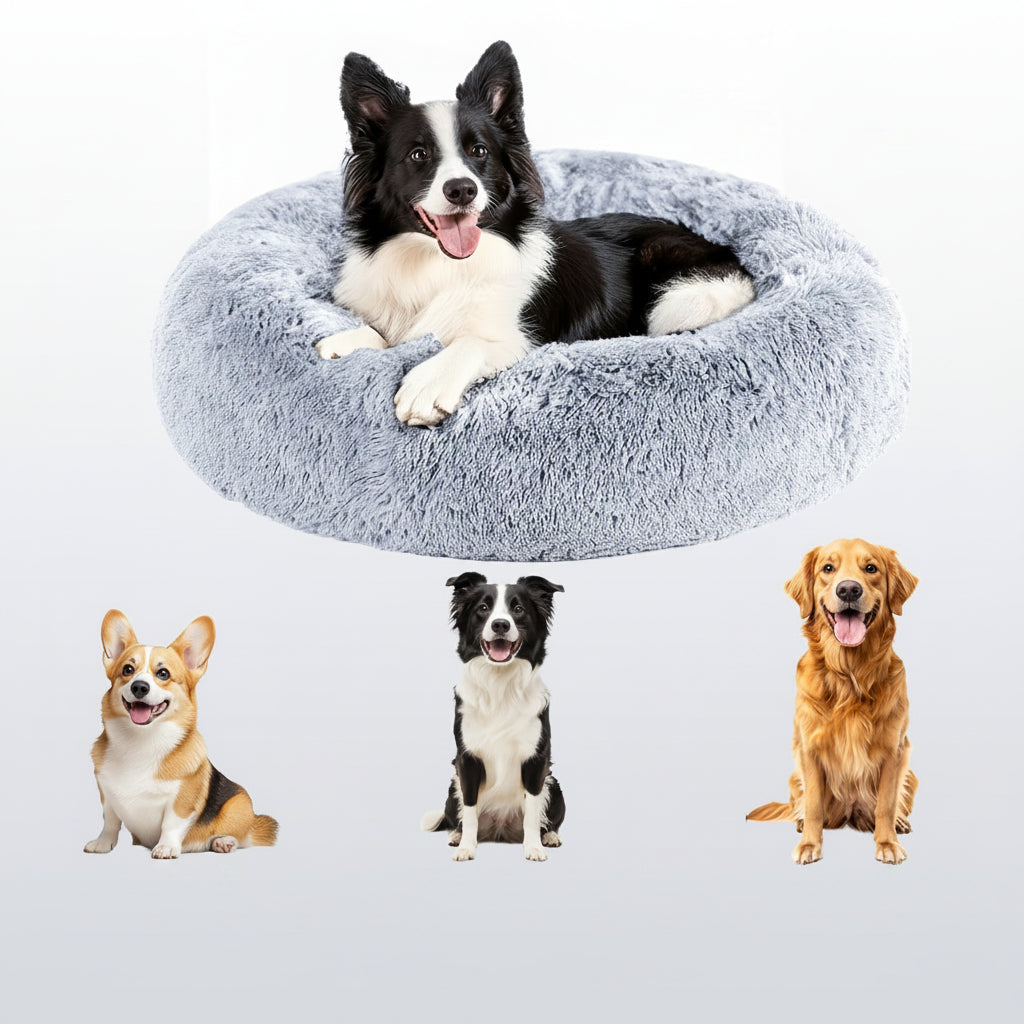 Vue aérienne du lit douillet et moelleux pour animaux, parfait pour un sommeil réparateur.