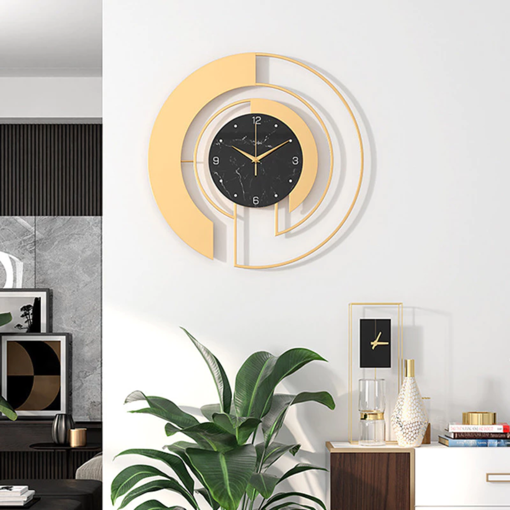 Élégante horloge murale silencieuse, design géométrique unique, pour toute pièce.