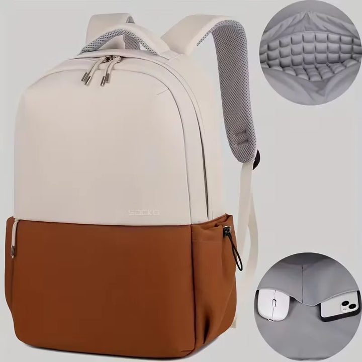 Sac à dos unisexe imperméable bicolore, idéal pour le quotidien urbain, élégant et pratique.