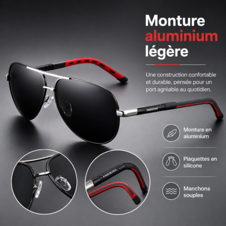 Lunettes de soleil hommes pour voyage et plein air, polarisées, offrent une protection UV supérieure et style vintage.