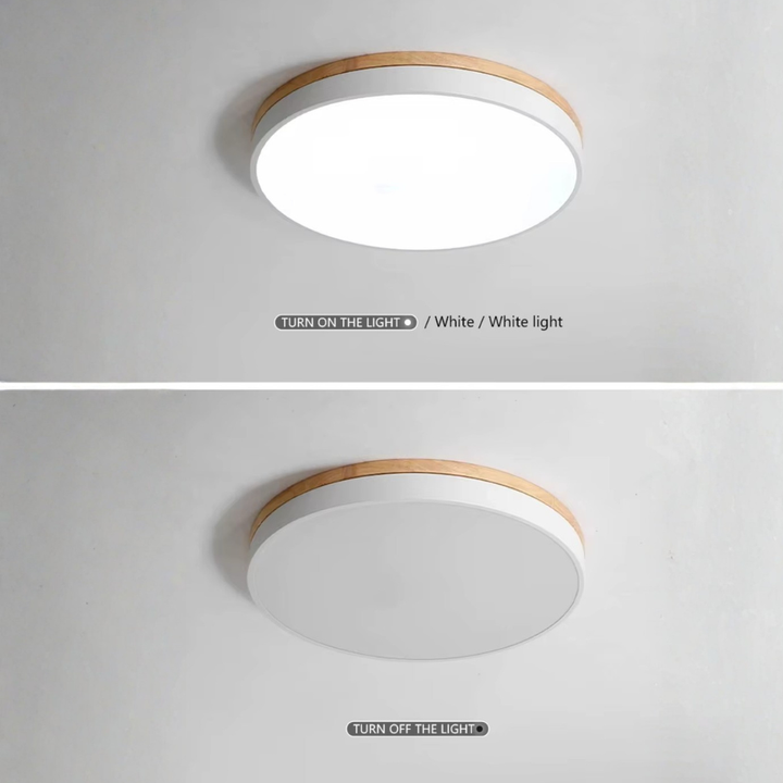 Plafonnier LED Horizon, design Japandi, lumière douce et uniforme, parfait pour le salon.