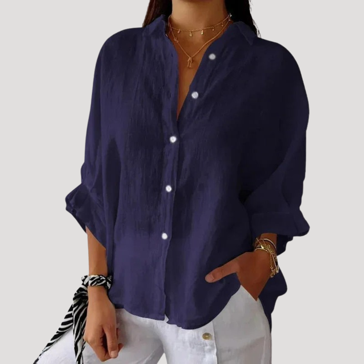 Style décontracté chic avec cette blouse fluide ample pour femme, à manches longues, parfaite été.