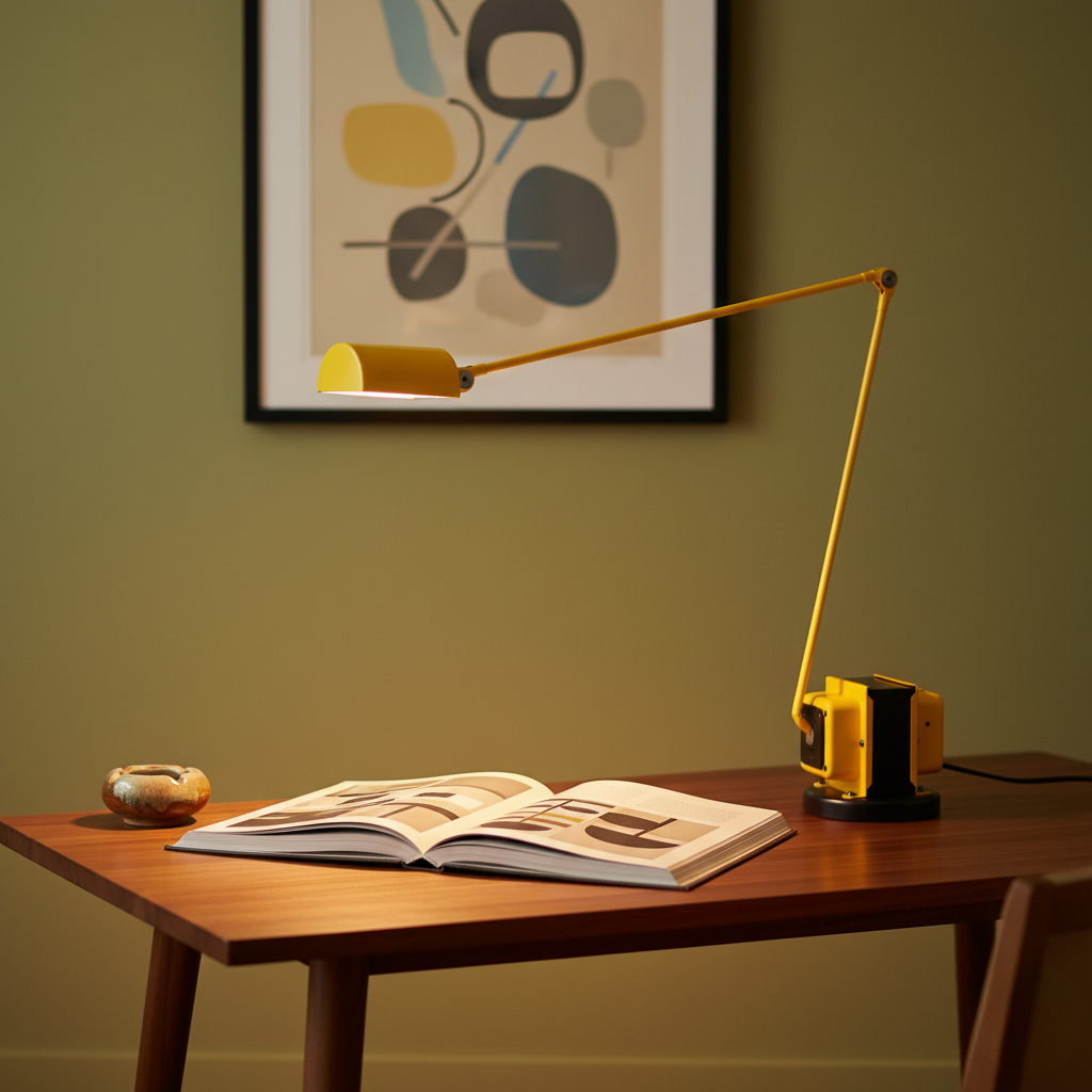 Lampe LED minimaliste pour bureau, ajustable, offre une lumière parfaite pour le travail.