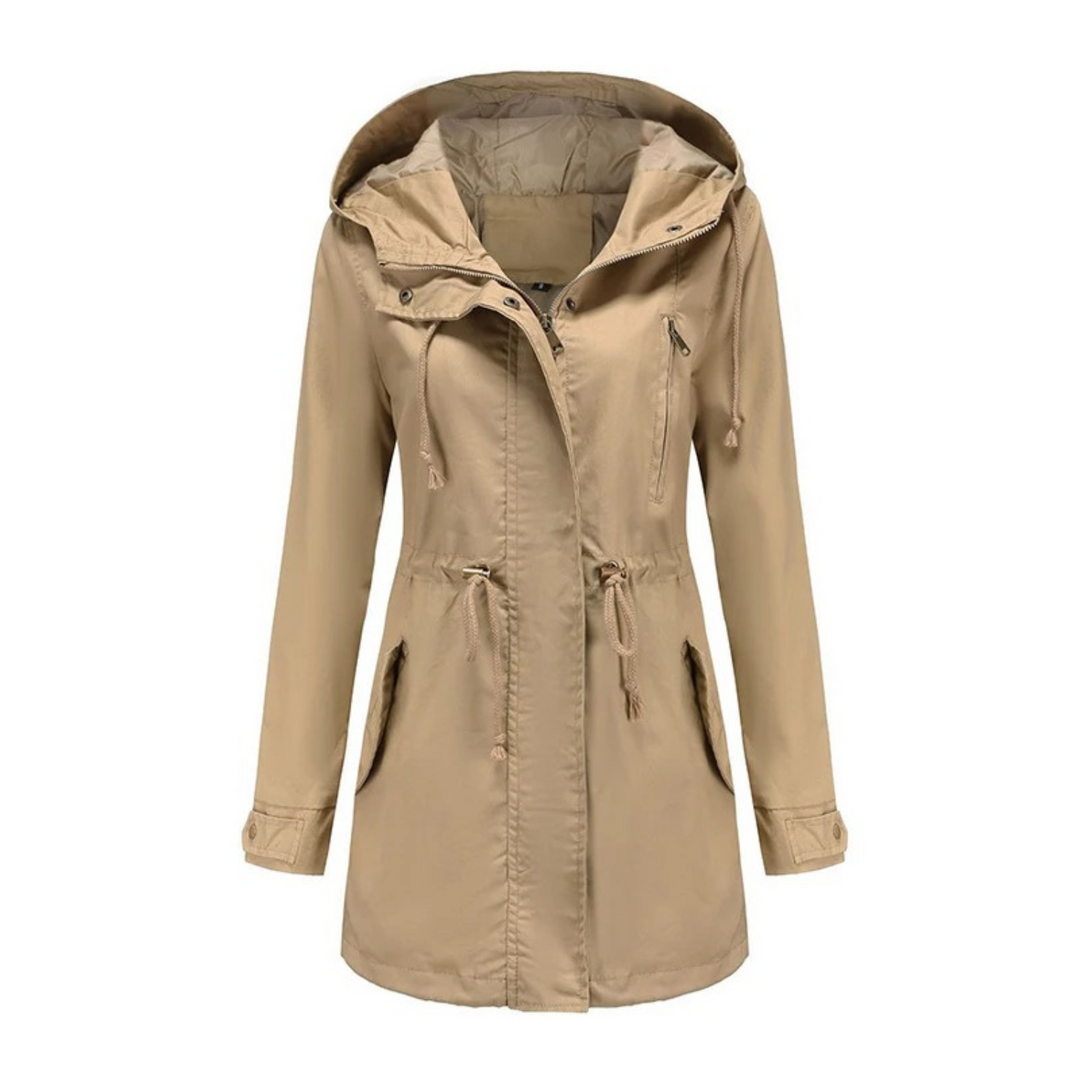 Veste coupe-vent femme chic et légère, à capuche, alliant confort et style pour un usage polyvalent au quotidien.