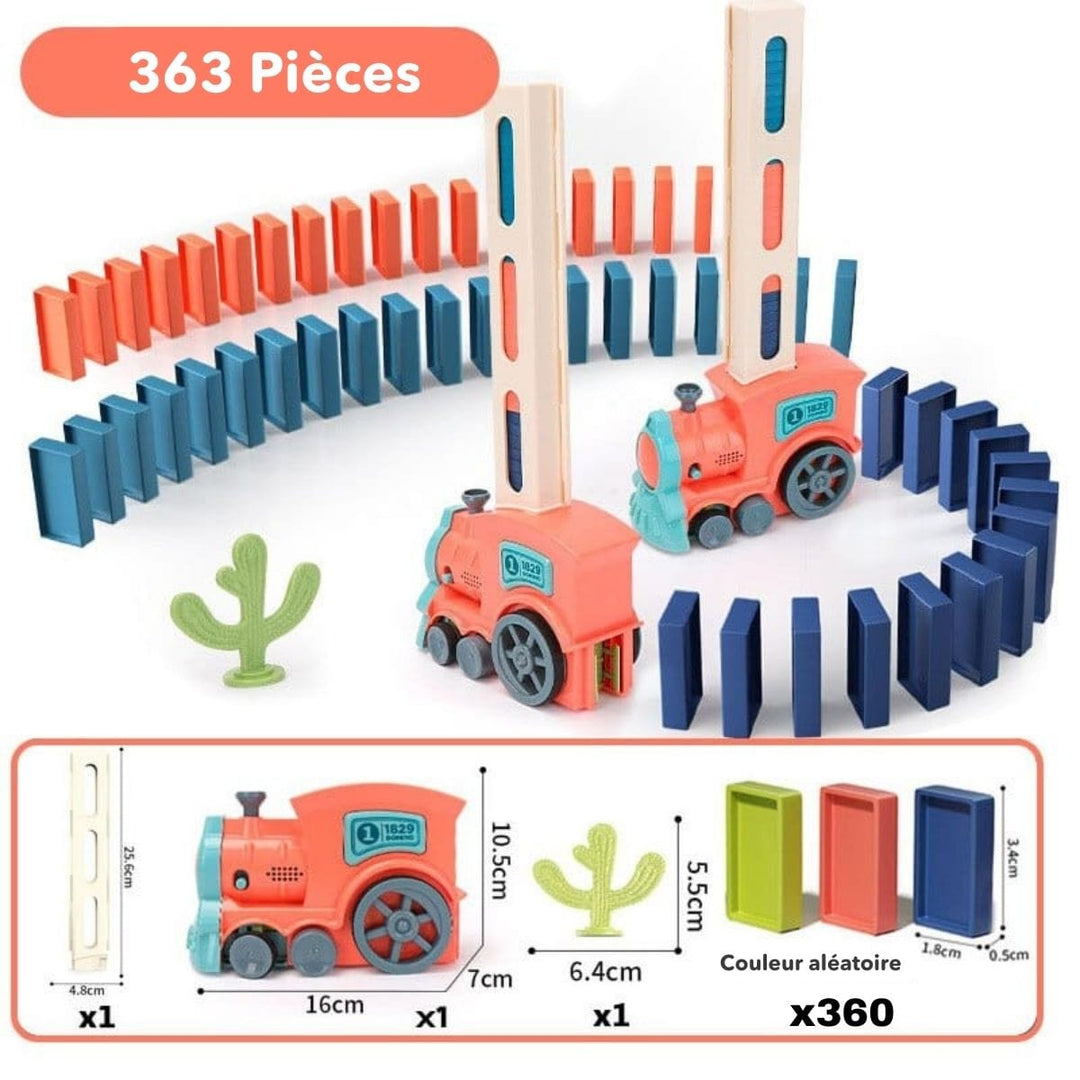 Kit de jeu train domino automatique, parfait pour des heures de divertissement et d'apprentissage créatif pour enfants.