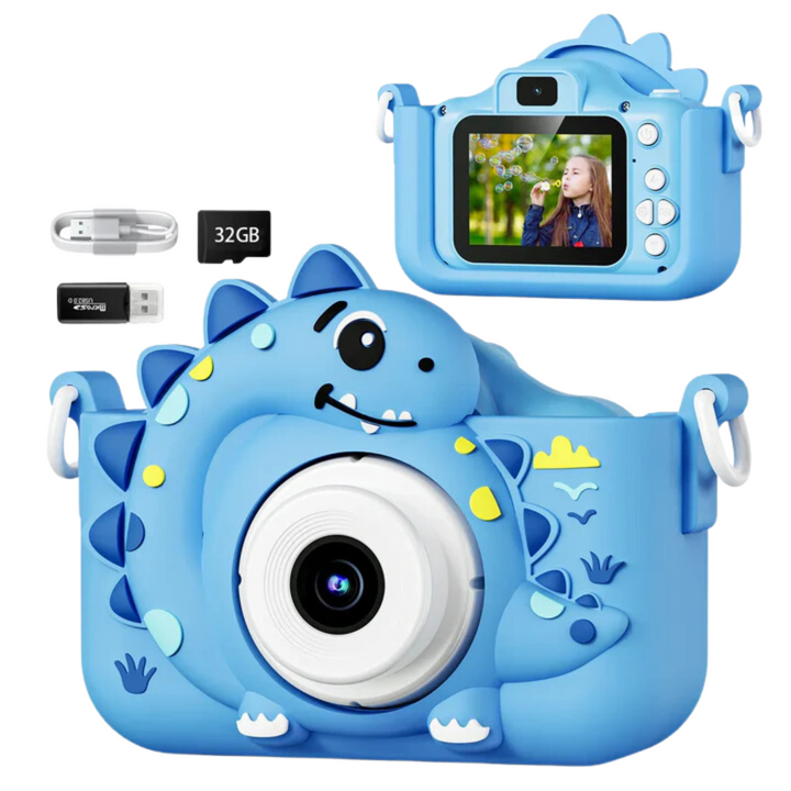 Cadeau anniversaire parfait : caméra numérique antichoc DinoElite pour enfant, stimulant la créativité, vidéo HD 1080p.