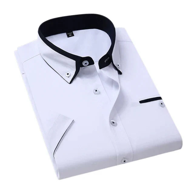 Chemise homme Victor boutonnée, manches courtes, élégante et polyvalente, pour un look casual chic moderne.