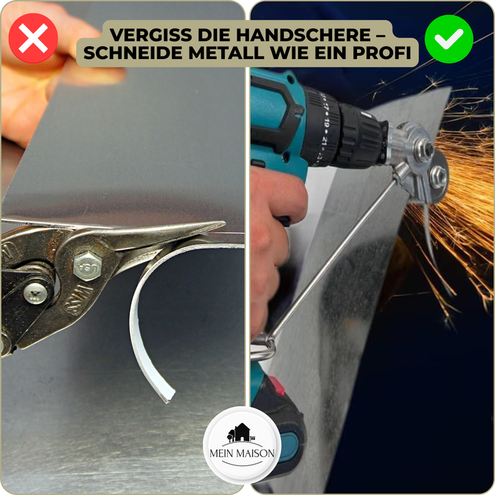 Accessoire de découpe métal pour perceuse, conçu pour la sécurité et la précision en bricolage.