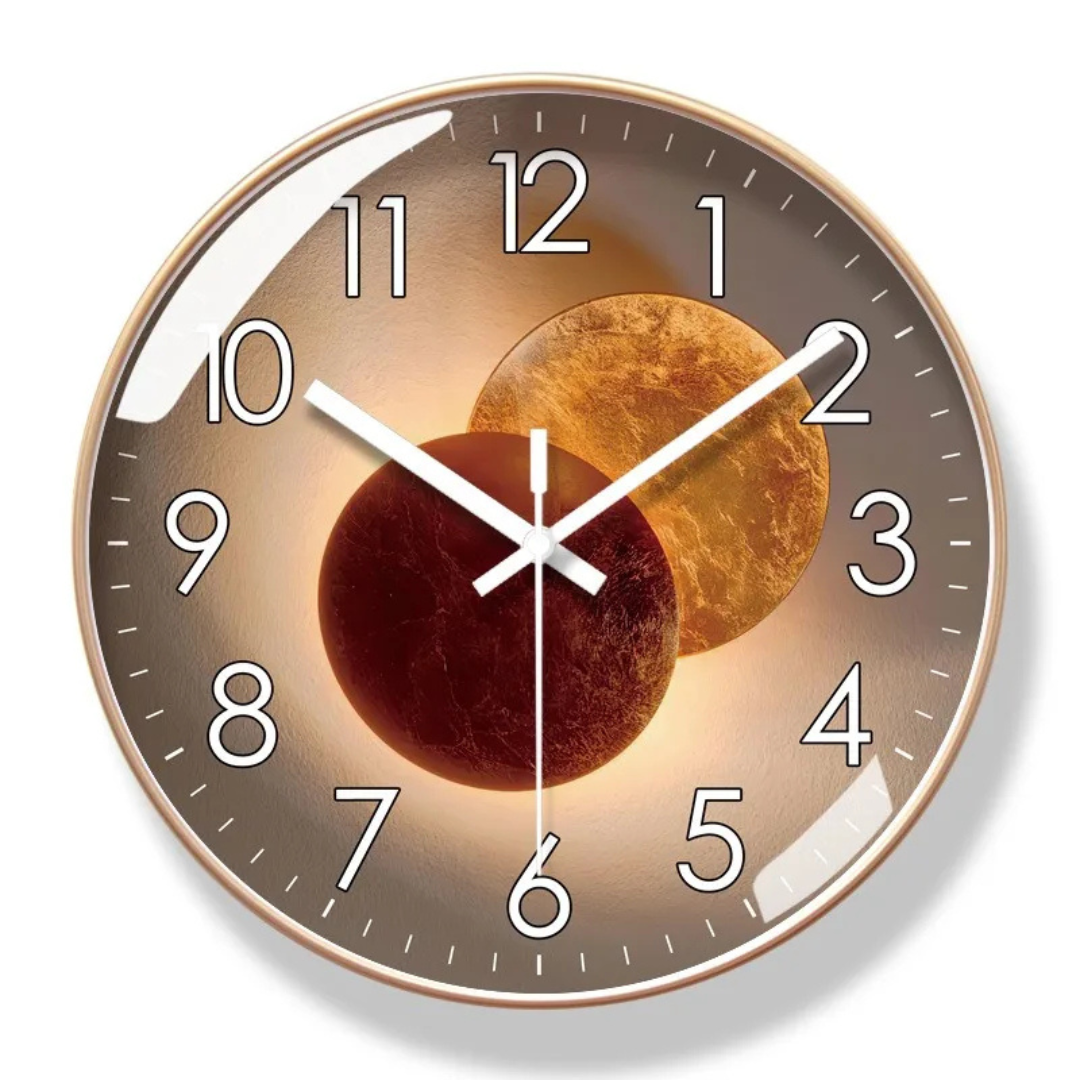 Horloge murale design minimaliste et silencieuse. Idéale pour un salon moderne, mouvement quartz fiable.