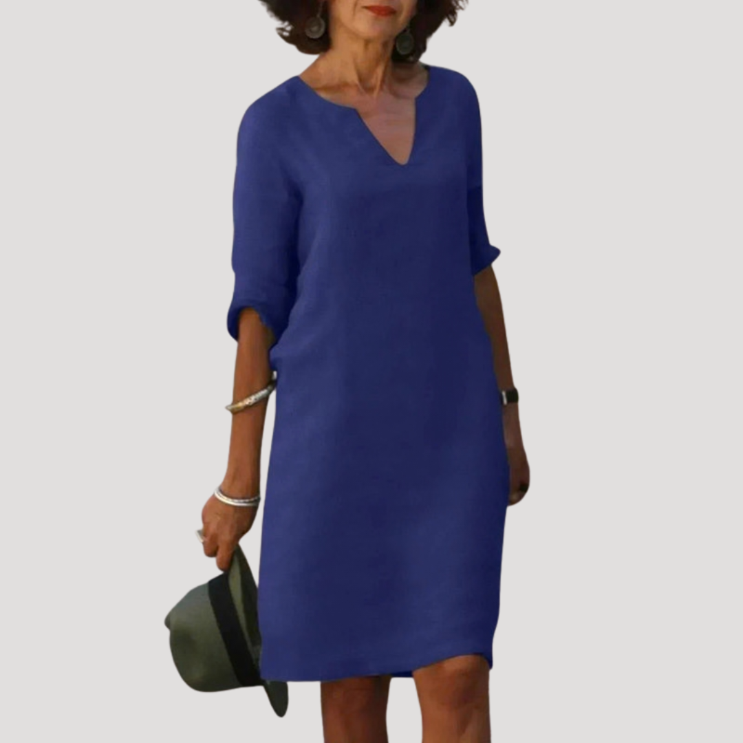 Robe midi fluide et élégante pour femme. Un style chic décontracté polyvalent, confortable pour toute occasion printemps-été.