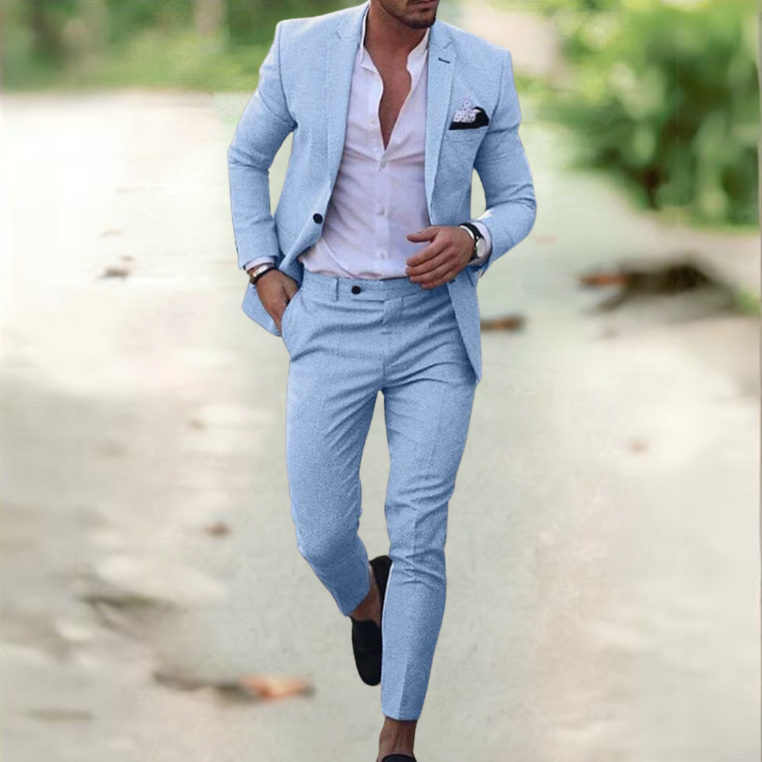 Pantalon de costume homme slim fit moderne. Confortable et élégant pour bureau, mariage, occasions spéciales.