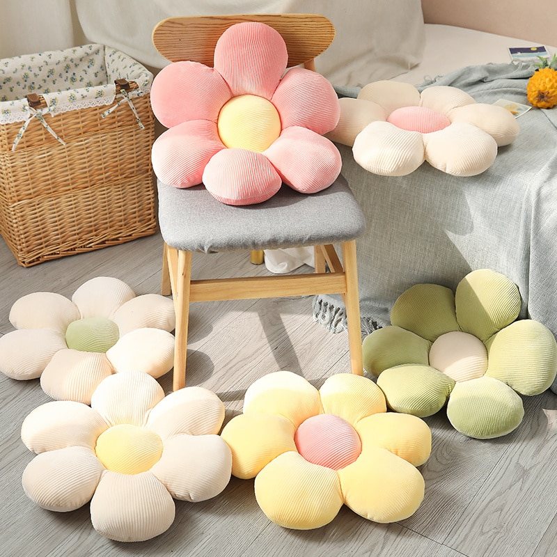 Coussin confortable fleur 40cm en velours. Embellit tout intérieur, idéal pour salon et chambre.