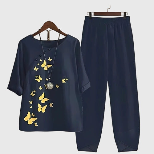 Ensemble deux pièces femme confortable, idéal tenue décontractée pour printemps-été.