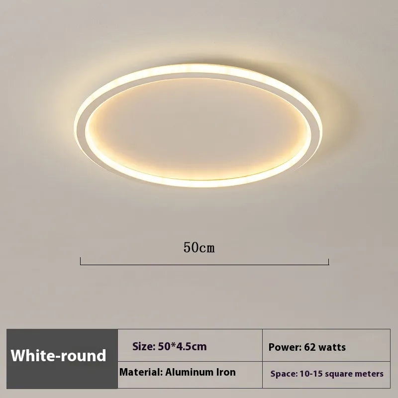 Plafonnier LED rond polyvalent pour chambre, bureau ou couloir, offrant un éclairage design et dimmable.
