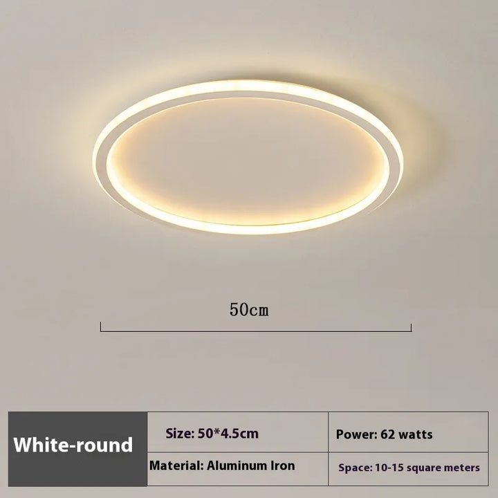 Plafonnier LED rond polyvalent pour chambre, bureau ou couloir, offrant un éclairage design et dimmable.