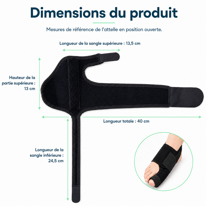 Attelle de nuit Hallux Valgus – orthèse de soin du pied pour corriger le bunion et assurer un repos confortable.