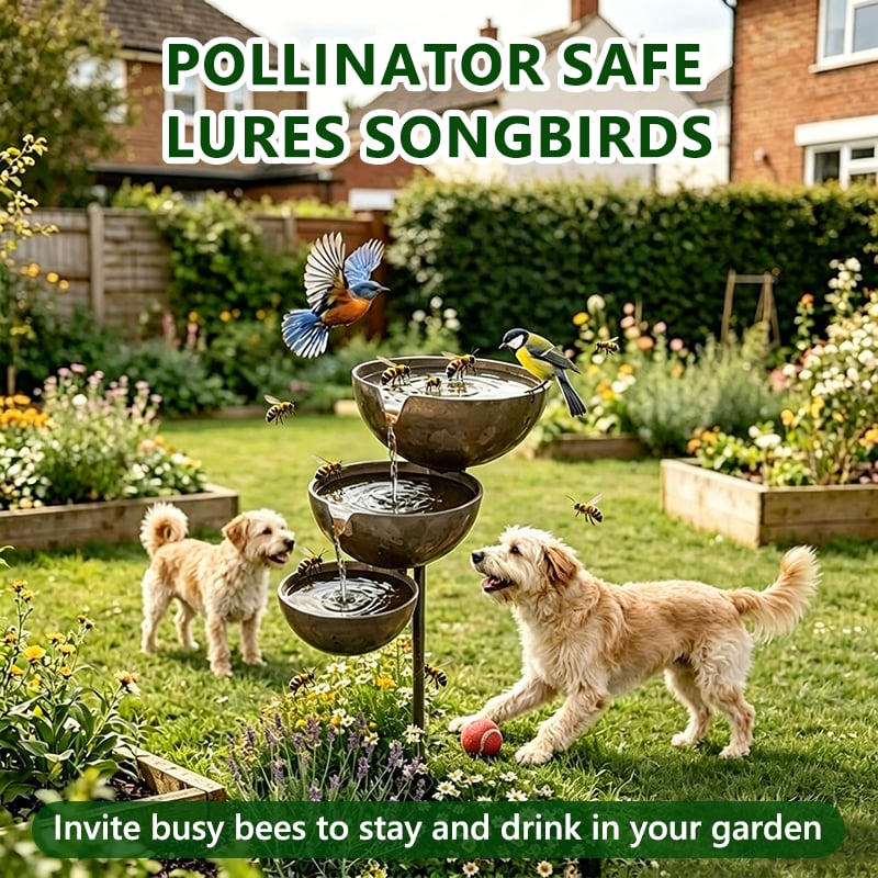 Collecteur de pluie pour bain d'oiseaux en métal, offre une station d'eau fraîche pour le jardin.