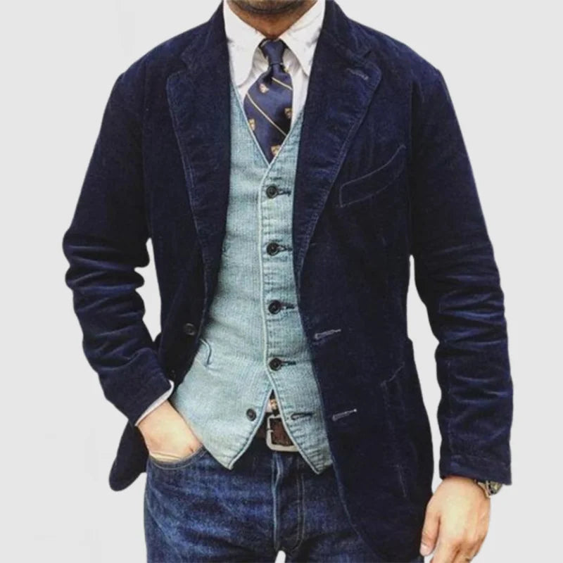 Blazer homme et gilet assorti: tenue chic et confortable. Idéal pour mode masculine élégante et polyvalente automne-hiver.