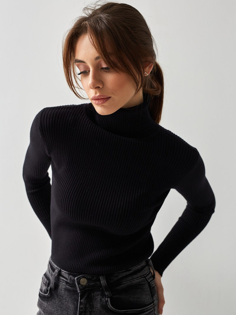 Pull d'hiver élégant pour femme, col roulé. Manches longues, apporte chaleur et style garantis.