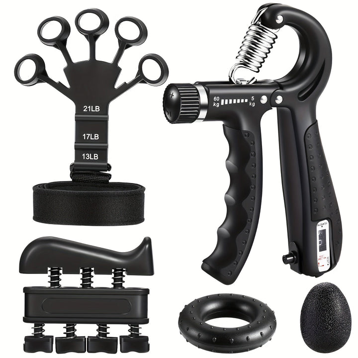Kit d'entraînement 5 pièces pour mains et avant-bras. Idéal pour la force, la préhension et le fitness.