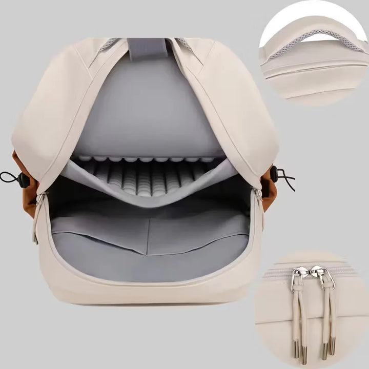 Sac à dos unisexe, design moderne bicolore, imperméable, parfait pour le confort quotidien.