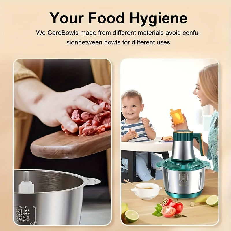 Robot de cuisine polyvalent pour une préparation repas efficace, moulin à viande et coupe-légumes.