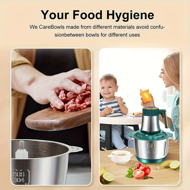 Robot de cuisine polyvalent pour une préparation repas efficace, moulin à viande et coupe-légumes.