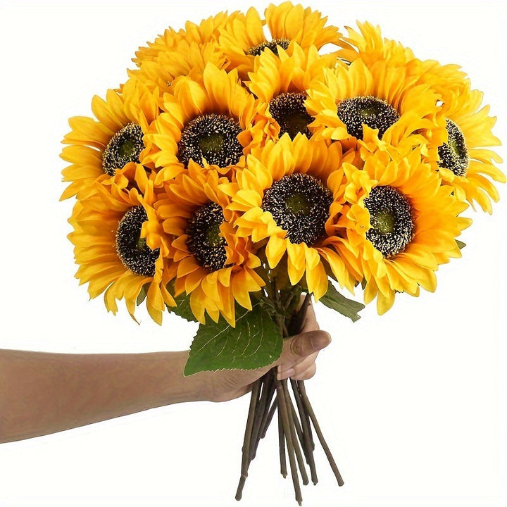 Tournesols artificiels réalistes et éclatants, parfaits pour un décor floral sans entretien.