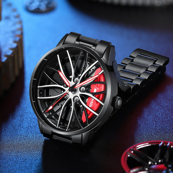 Montre homme étanche, cadran bleu sportif, bracelet métal, précision, mode homme tendance.
