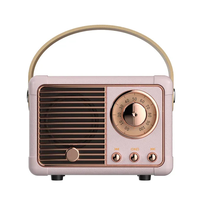 Enceinte portable Bluetooth rétro, idéale pour un son stéréo premium à la maison ou en déplacement.