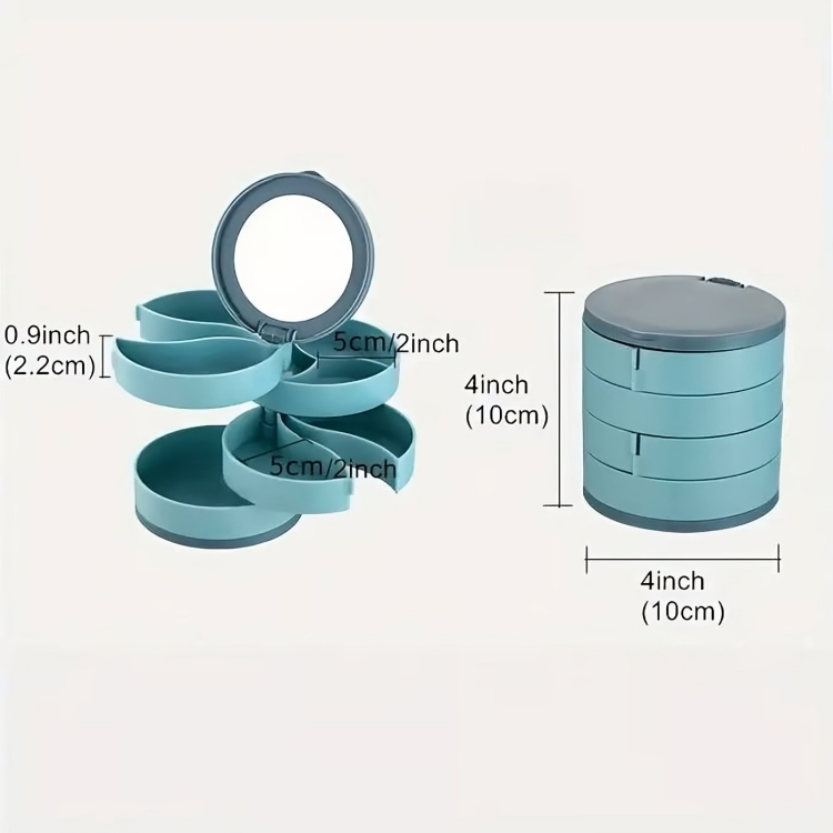 Cadeau femme idéal : Rangement à bijoux rotatif noir pour coiffeuse, organisateur élégant et compact en ABS.