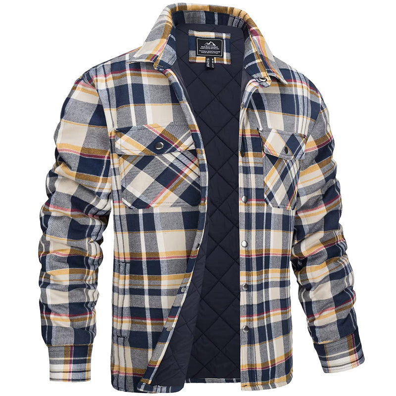 Veste homme chaude à carreaux style bûcheron, douce et confortable pour les journées froides d'hiver.