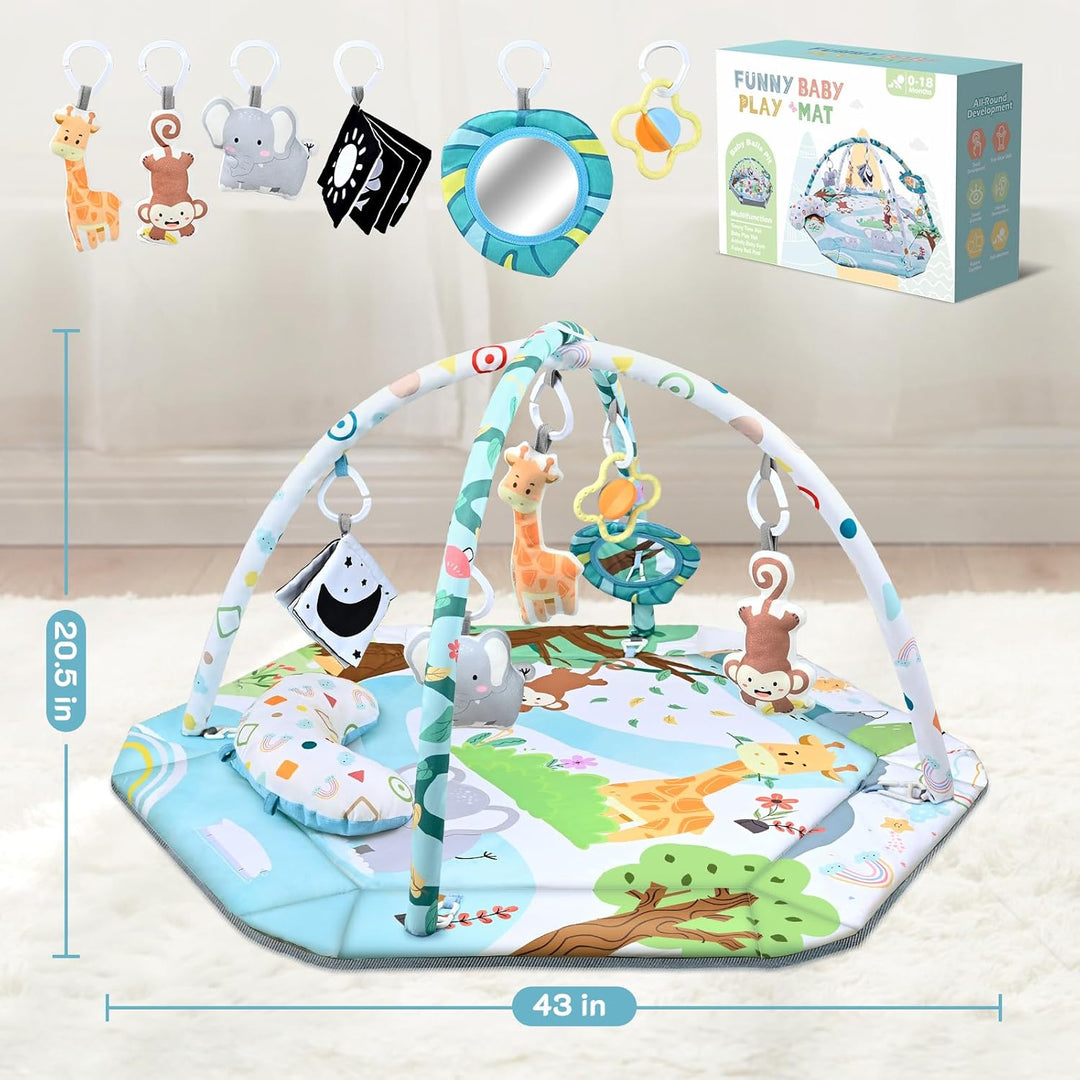 Tapis de jeu multifonctionnel 8-en-1 pour bébé, avec piscine à balles et jouets d'éveil favorisant le développement de l'enfant.