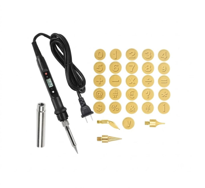 Fer à pyrograver et outils de gravure pour bois, cuir, métal. Kit polyvalent 58 pièces pour créateurs.