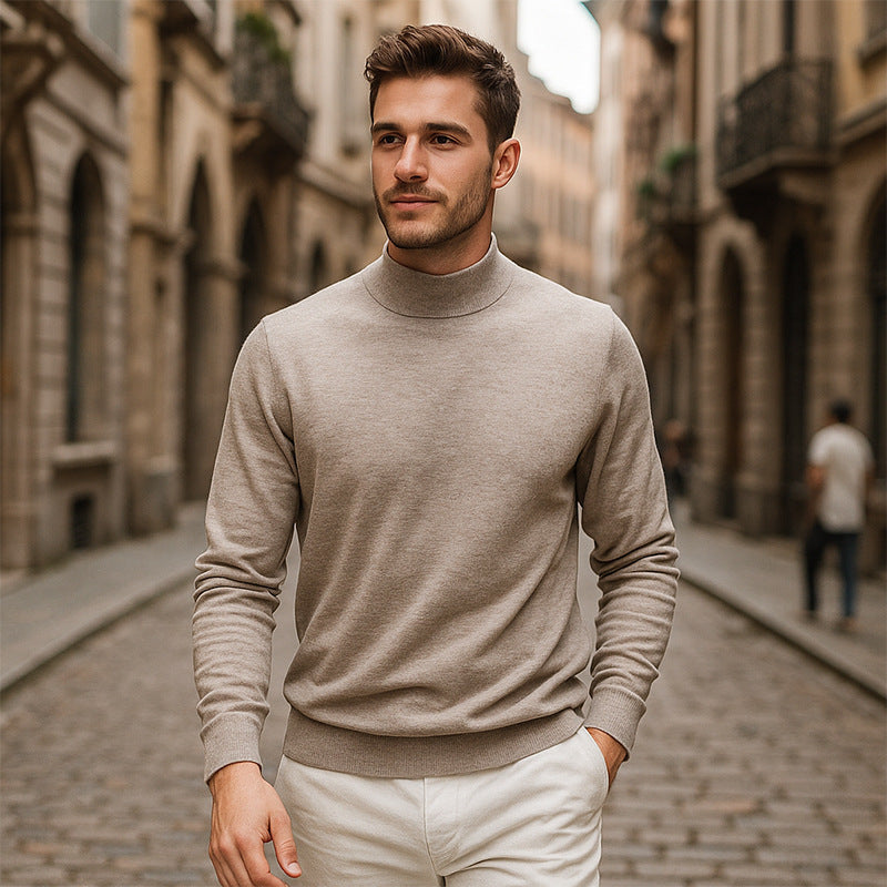 Pull col montant homme élégant, doux et chaud, parfait pour l'automne-hiver. Confortable et stylé.