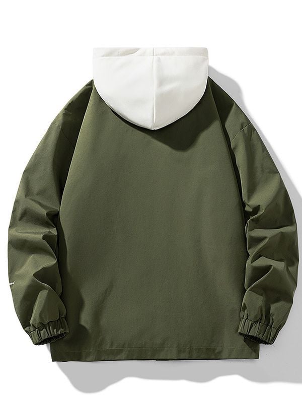 Veste légère homme décontractée verte, style urbain avec capuche. Parfaite pour le printemps et l'automne, très confortable.