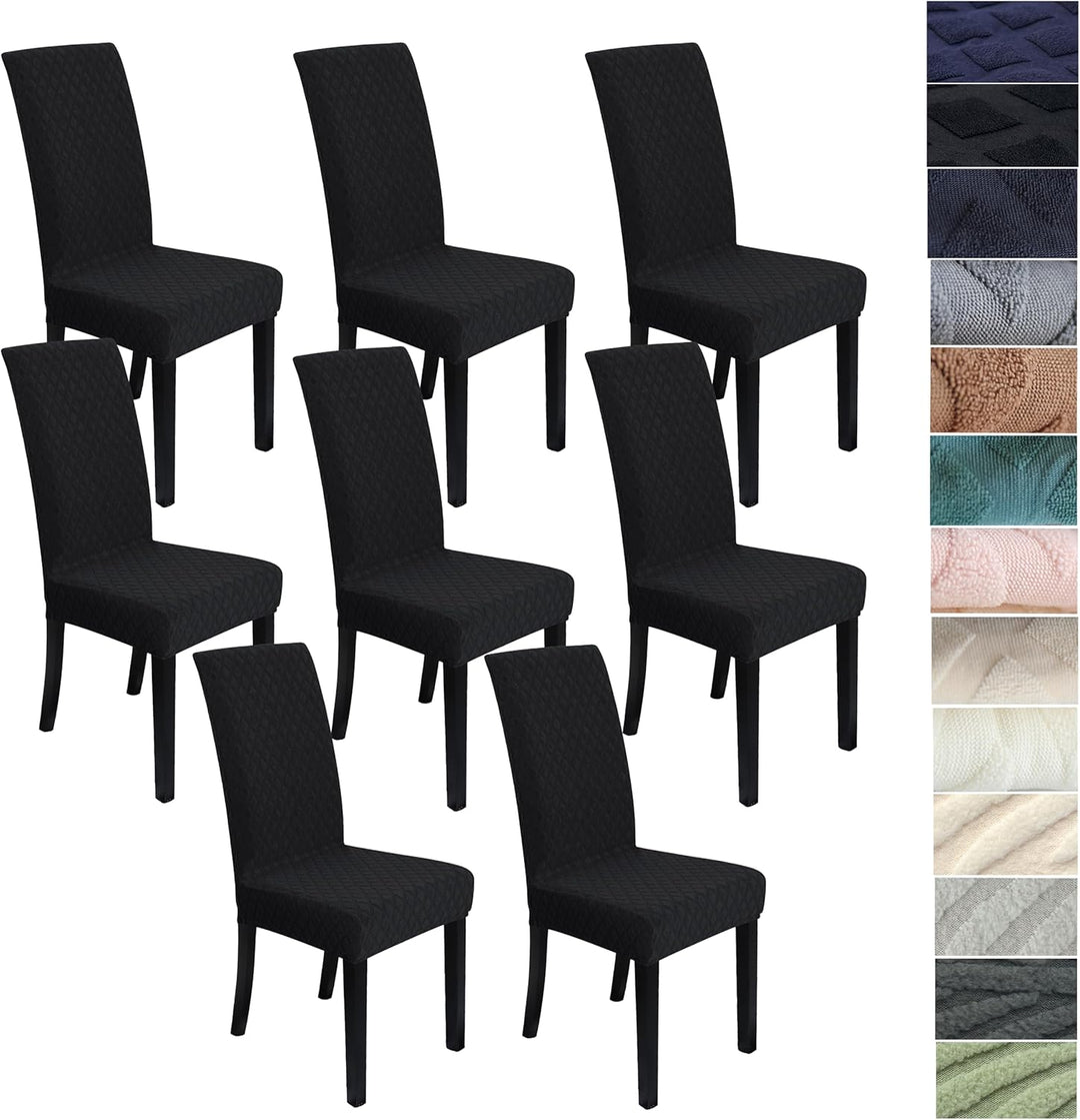Housse de chaise de salle à manger, tissu extensible doux, motif diamant. Rénovation efficace.