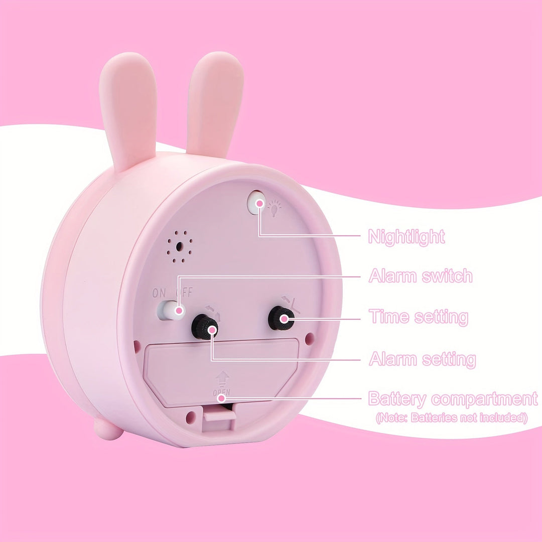 Joli réveil BunnyTime design lapin, horloge silencieuse et veilleuse pour chambre enfant. Idée cadeau adorable.