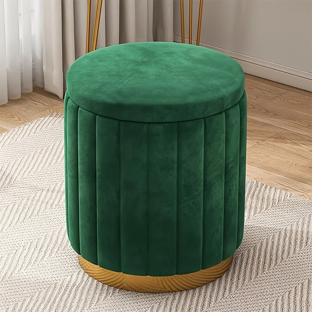 Meuble d'appoint rond, finition miroir, rangement discret, ambiance moderne et scandinave.