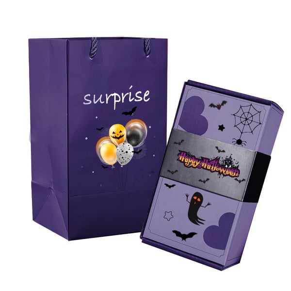 Emballage cadeau original : boîte surprise avec cadres photo personnalisables, idéal Halloween ou fêtes.