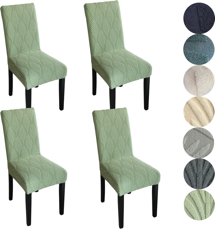 Lot de housses extensibles, idéal pour relooker chaises de salle à manger. Motif feuille, protection.