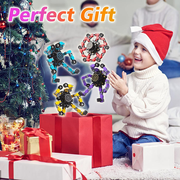 Lot de spinners transformables multicolores, jouets anti-stress pour enfants et adultes.
