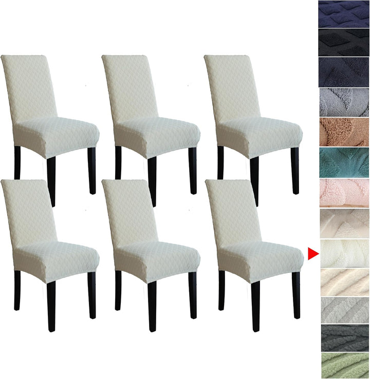 Housse de protection pour chaises de salle à manger, tissu extensible et facile à laver.