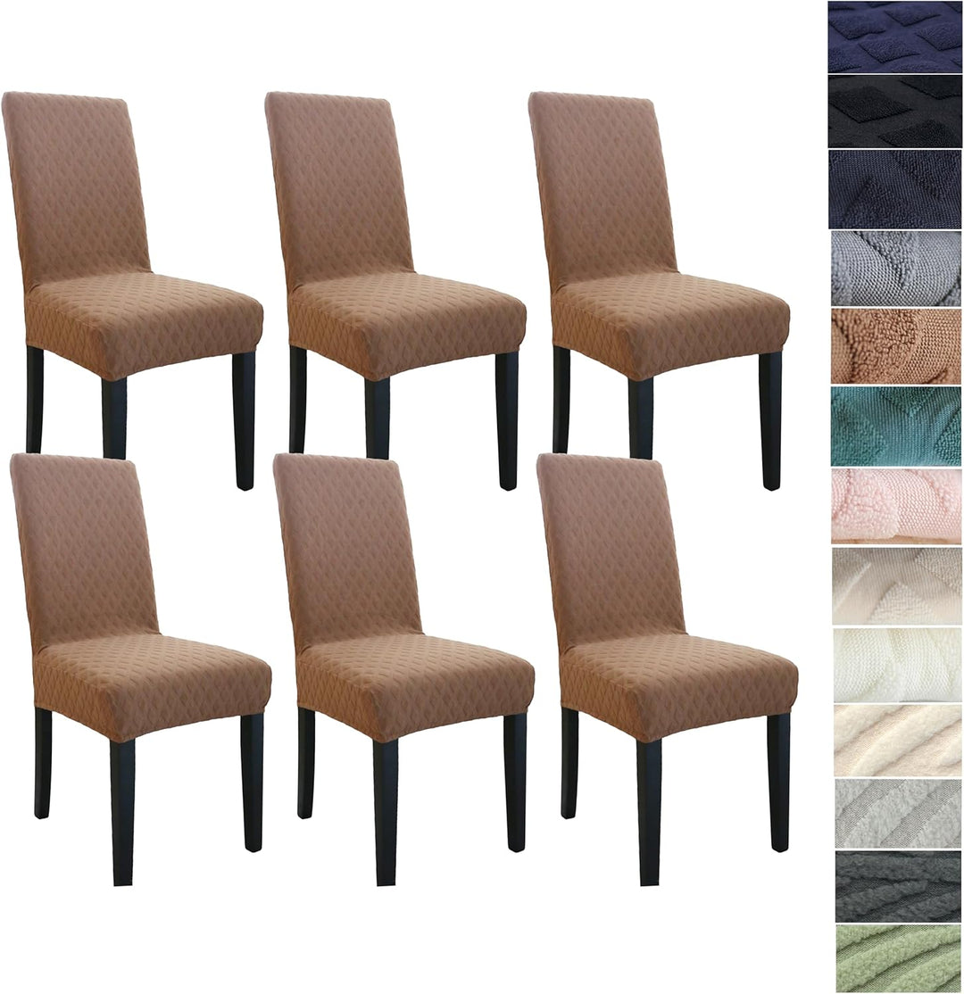Housse de chaise élastique, motif feuille. S'adapte à différentes formes pour une rénovation rapide.