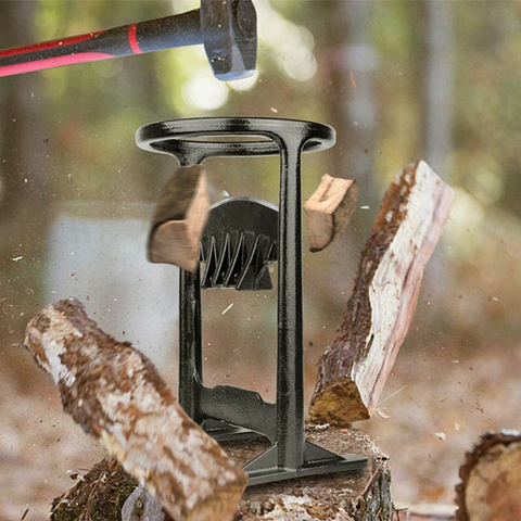 Fendeur de bois manuel sécurisé, idéal pour préparer son bois de chauffage extérieur rapidement.